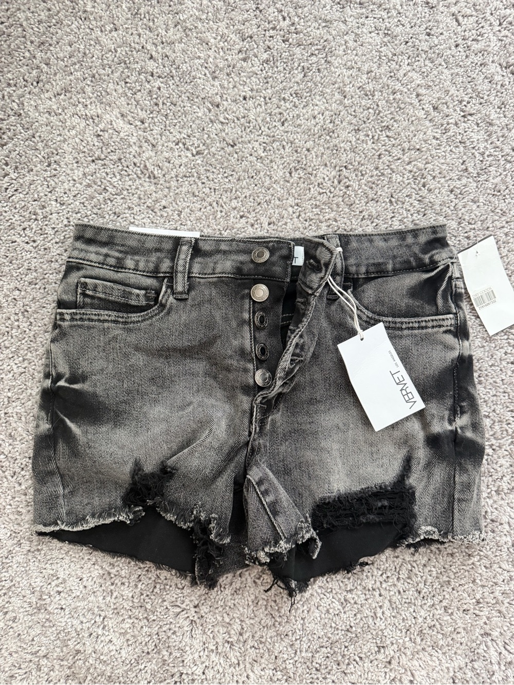 Velvet Black Washed Distressed Denim Shorts